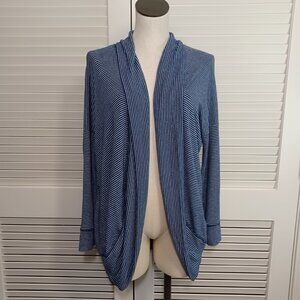 Sundry Comfy Cardigan Womens Small Navy‎ Striped Knit Open Front Cocoon Style